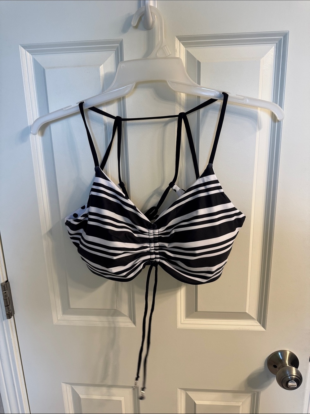 Black and White Striped/Polka dot Reversible Bikini Top